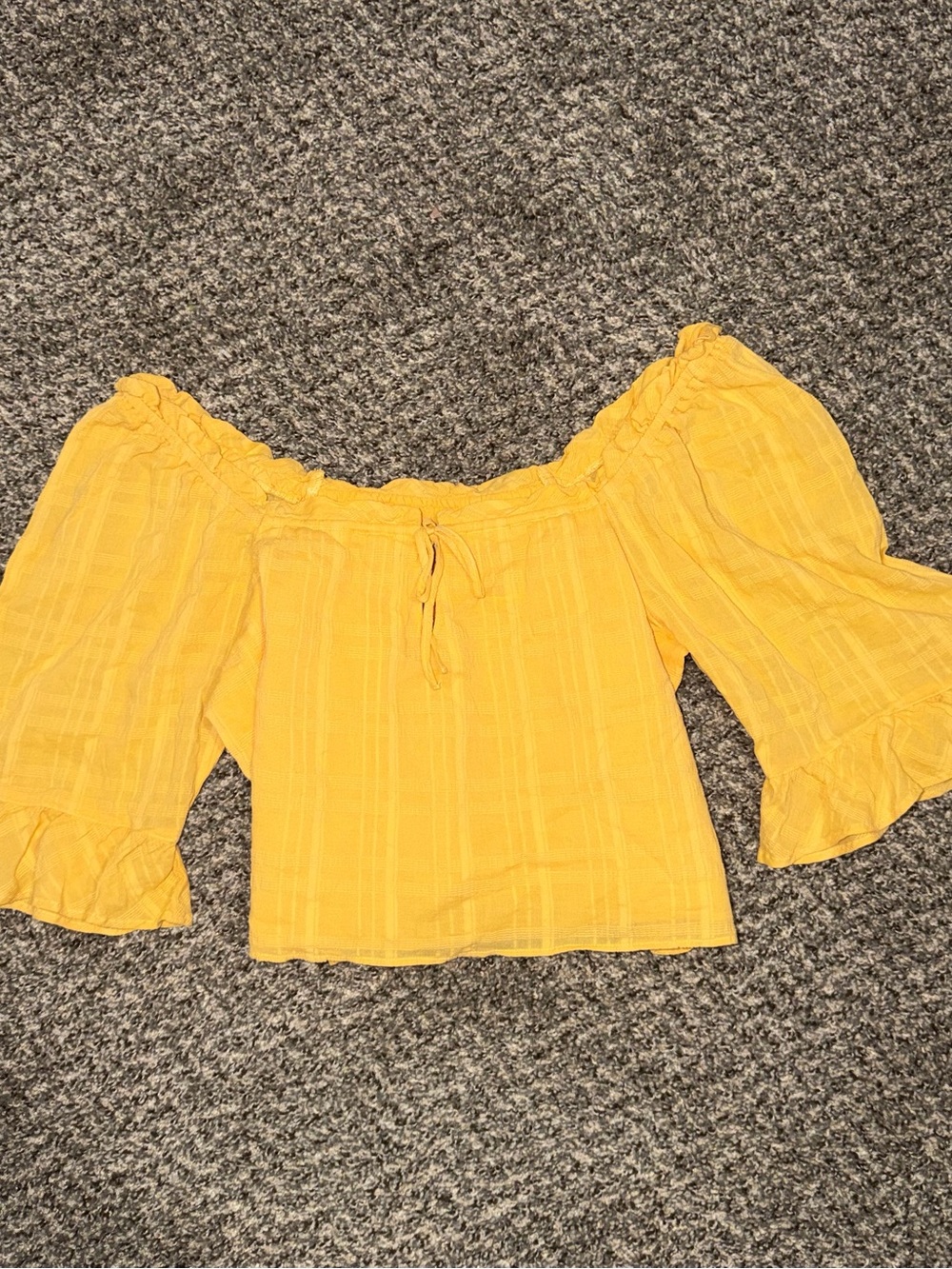 Z Supply Yellow Off Shoulder Puff Sleeve Crop Top XS